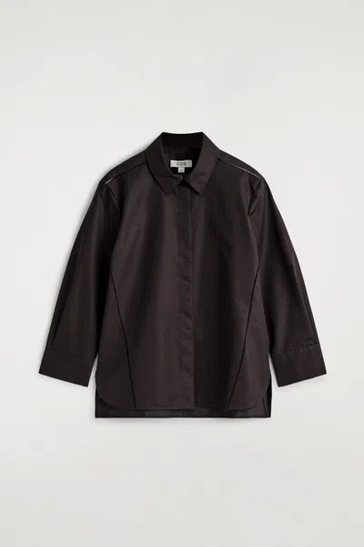 Cos Embroidered Cotton Shirt In Brown