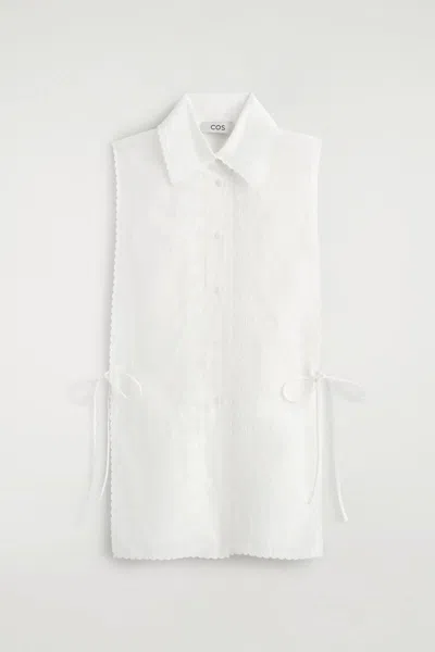Cos Embroidered Scalloped Bib In Blanc