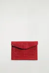 Cos Envelope Clasp Pouch - Croc-effect Leather In Rosso