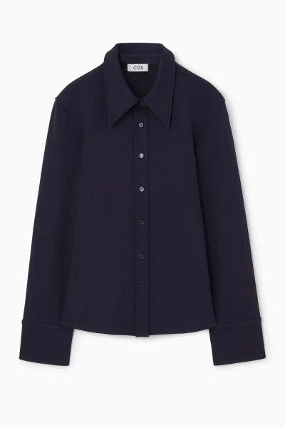 Cos Exaggerated-collar Jersey Shirt In Blue