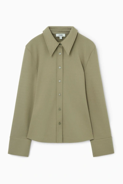 Cos Exaggerated-collar Jersey Shirt In Green