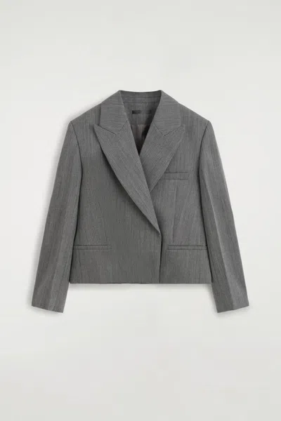 Cos Blazer In Lana Con Spalle Accentuate In Grigio