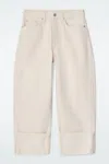 Cos Facade Turn-up Straight-leg Jeans In Beige