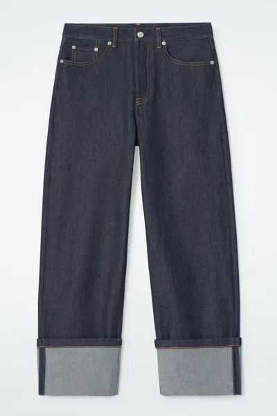 Cos Facade Turn-up Straight-leg Jeans In Blue