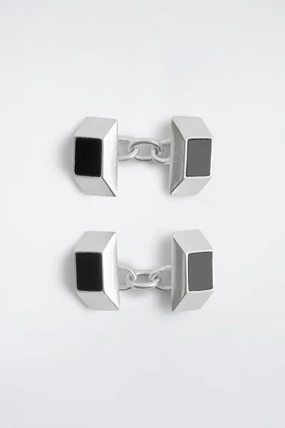Cos Faceted Agate Cuff Links In Silver-coloured