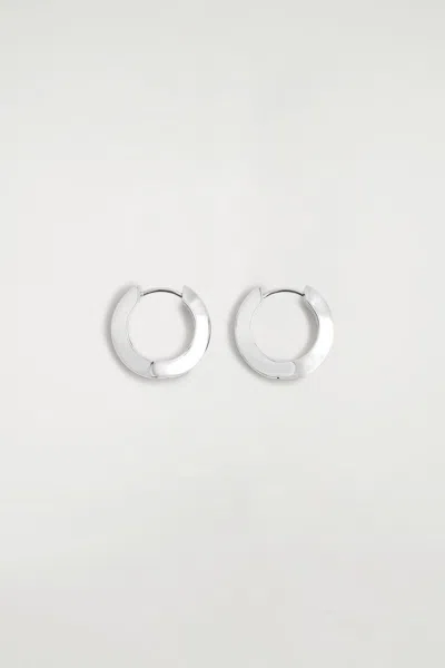 Cos Faceted Mini Hoop Earrings In Silver-colored