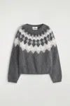 Cos Fair Isle Brushed-cashmere Jumper In Gray
