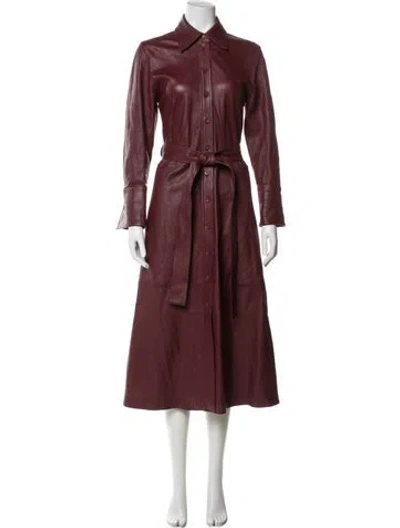 Pre-owned Cos Faux Leather Trench Coat In Burgundy