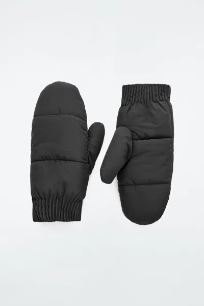 Cos Faux Shearling-lined Padded Mittens In Black