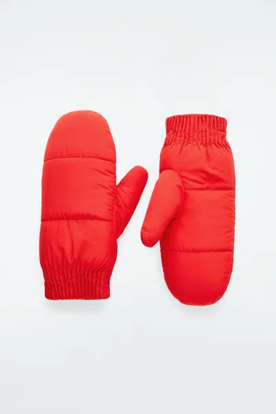 Cos Faux Shearling-lined Padded Mittens In Red