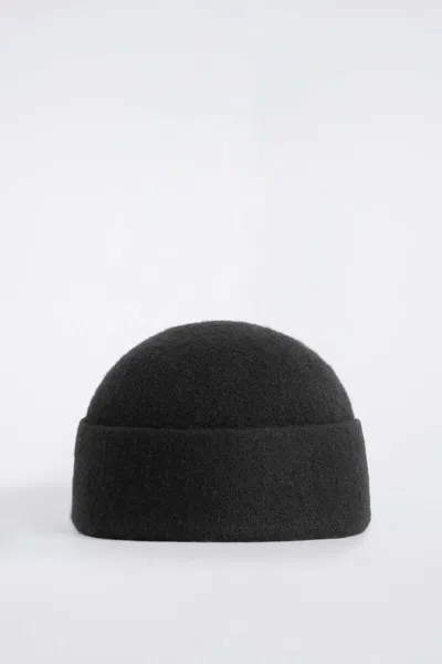 Cos Felted Wool Beanie In Black