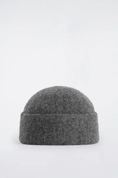Cos Felted Wool Beanie In Gray