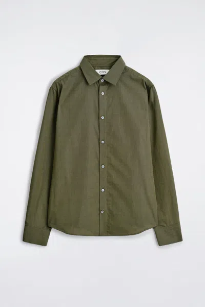 Cos Camicia In Cotone Fil-à-fil In Green