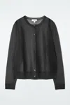 Cos Sheer Fine-knit Cardigan In Black