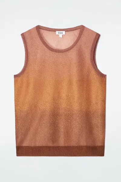 Cos Fine-knit Ombre Tank Top In Beige