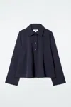 Cos Flared Cotton-jersey Polo Shirt In Blue