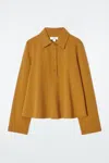 Cos Flared Cotton-jersey Polo Shirt In Yellow