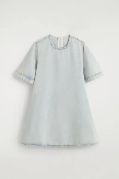 Cos Flared Denim Mini Dress In Bleu