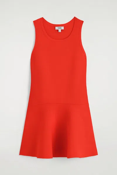 Cos Flared Knitted Mini Dress In Orange