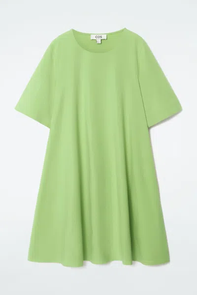 Cos Flared Mini T-shirt Dress In Green