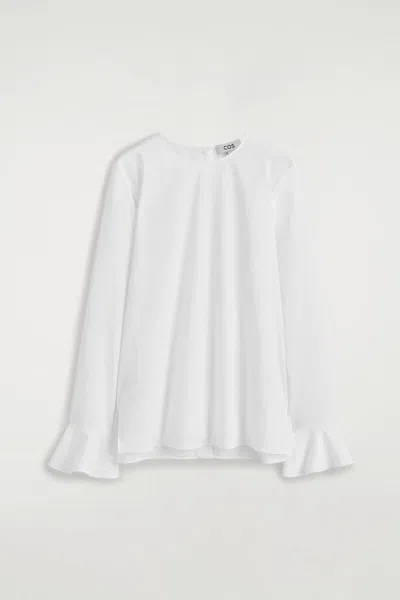 Cos Flared-cuff Cotton Blouse In White