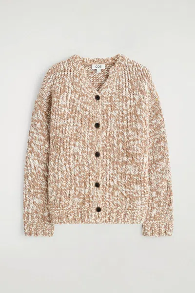Cos Flecked Chunky Wool-alpaca Cardigan In Brown