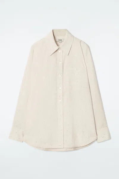 Cos Flecked Cotton Shirt In White
