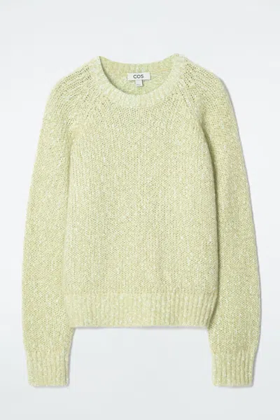 Cos Flecked Mohair-blend Jumper In Green