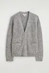 Cos Flecked V-neck Zip-up Cardigan In Gray