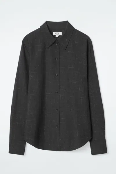 Cos Flecked Wool Tailored Overshirt In Black