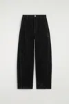 Cos Flocked-denim Barrel-leg Trousers In Black