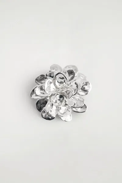 Cos Floral Brooch In Silver