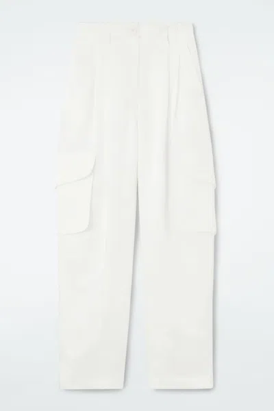 Cos Floral Jacquard Utility Pants In White