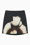 Cos Digital-print Floral Linen-blend Mini Skirt In Black