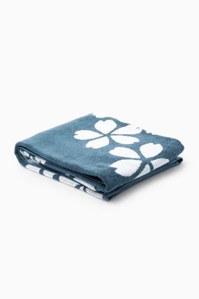Cos Floral Terry Beach Towel In Blue