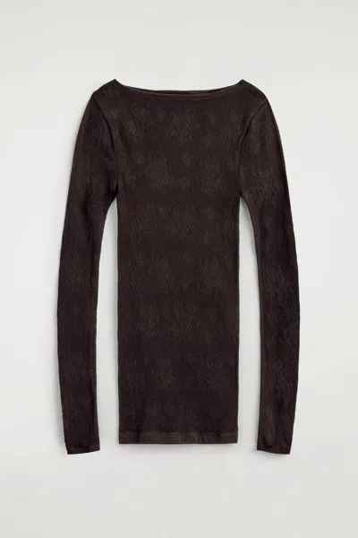 Cos Floral-jacquard Lace Top In Brown