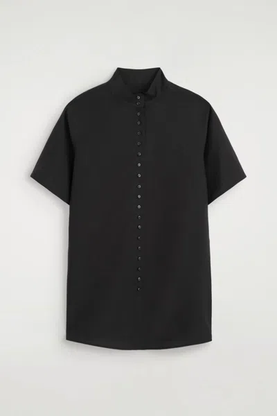 Cos Fluid High-collar Shirt In Black