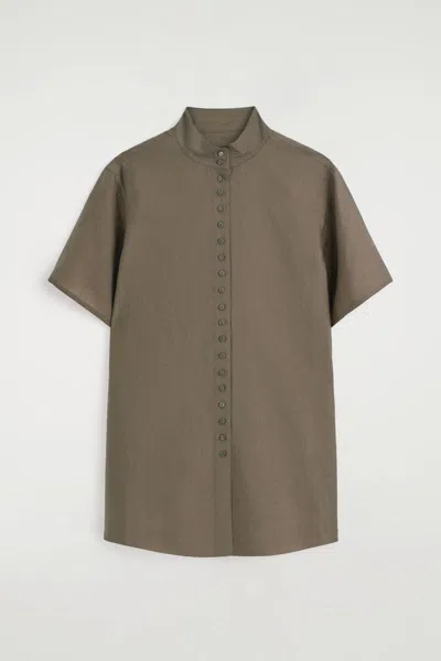 Cos Fluid High-collar Shirt In Sand