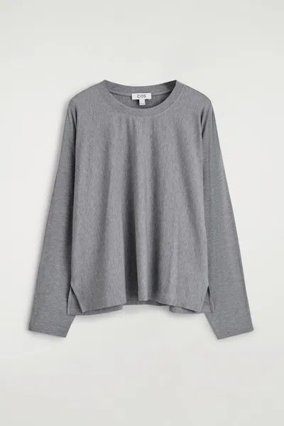 Cos Fluid Jersey Long-sleeved Top In Gray