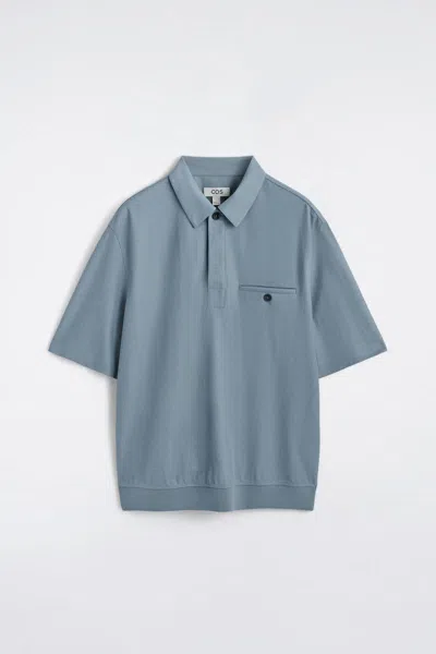 Cos Fluid Jersey Polo Shirt In Blue