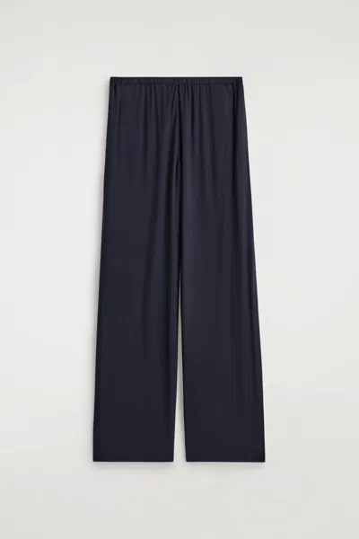 Cos Fluid Jersey Wide-leg Trousers In Navy In Blue