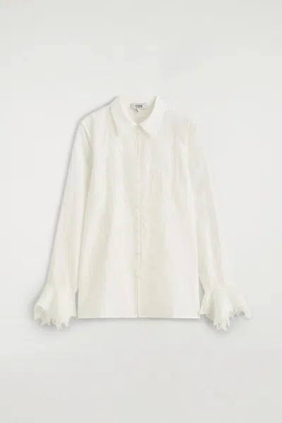 Cos Fluid Lace-detail Shirt In White