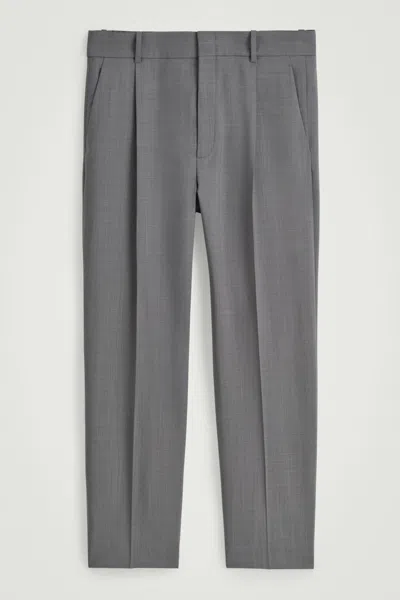 Cos Fluid Wool Trousers In Grey