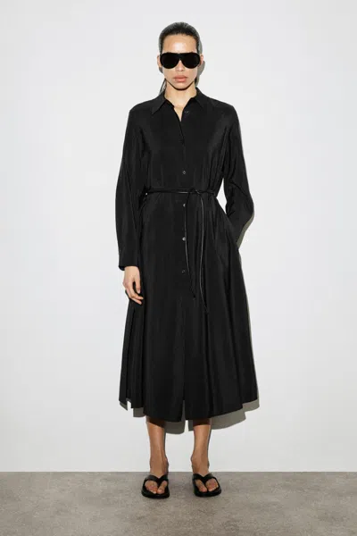 Cos Fluid Midi Shirt Dress In Black