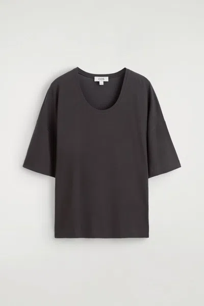 Cos Fluid Modal Scoop-neck T-shirt In Brown