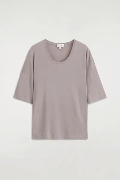 Cos Fluid Modal Scoop-neck T-shirt In Gris