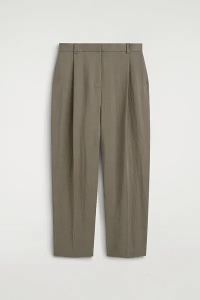 Cos Fluid Pleated Straight-leg Pants In Sand