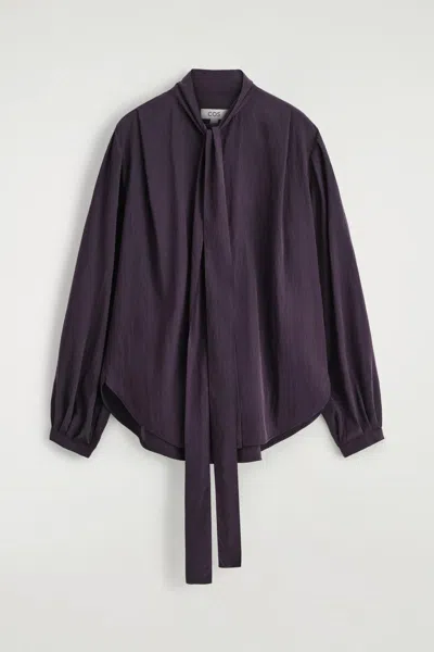 Cos Fluid Scarf-detail Blouse In Purple