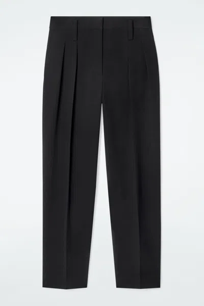 Cos Fluid Tailored Straight-leg Trousers In Black