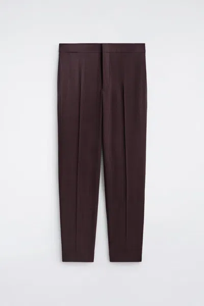 Cos Fluid Wool Slim-fit Pants In Brown